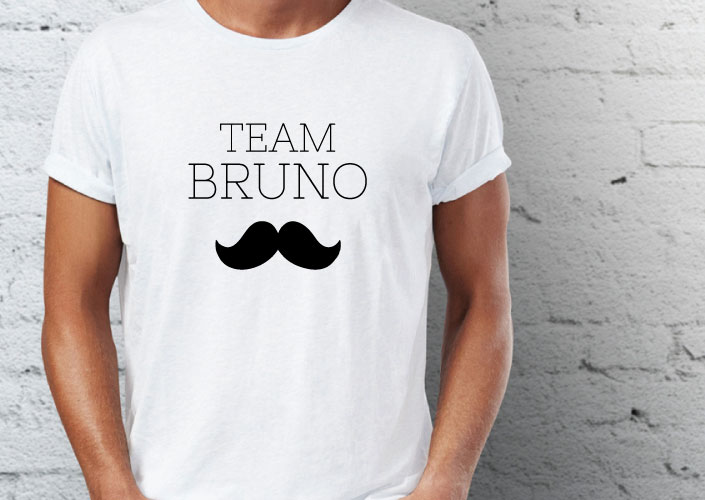 textielbedrukking cutflex tshirt team Bruno moustache